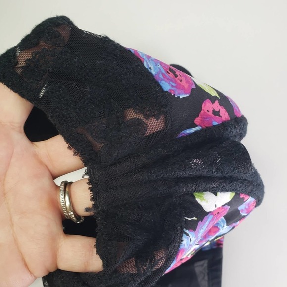 Cacique Floral Underwire Bra 44DDD Black‎ Pink Purple Lace - Picture 3 of 9